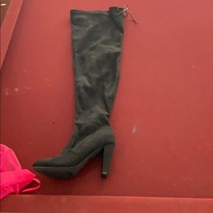 black suade thigh high boots